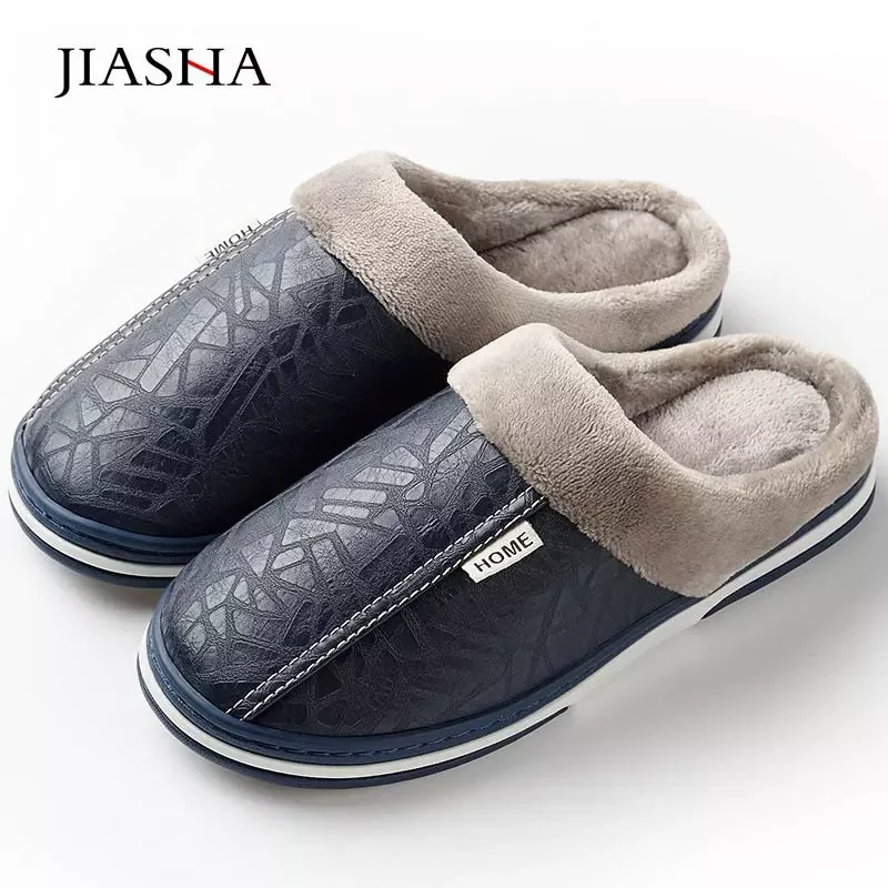 

Новинка 2022, нескользящая Мужская обувь из грязного плюша, мужские тапочки, кожаная зимняя обувь, мужская модель, водонепроницаемая женская ...