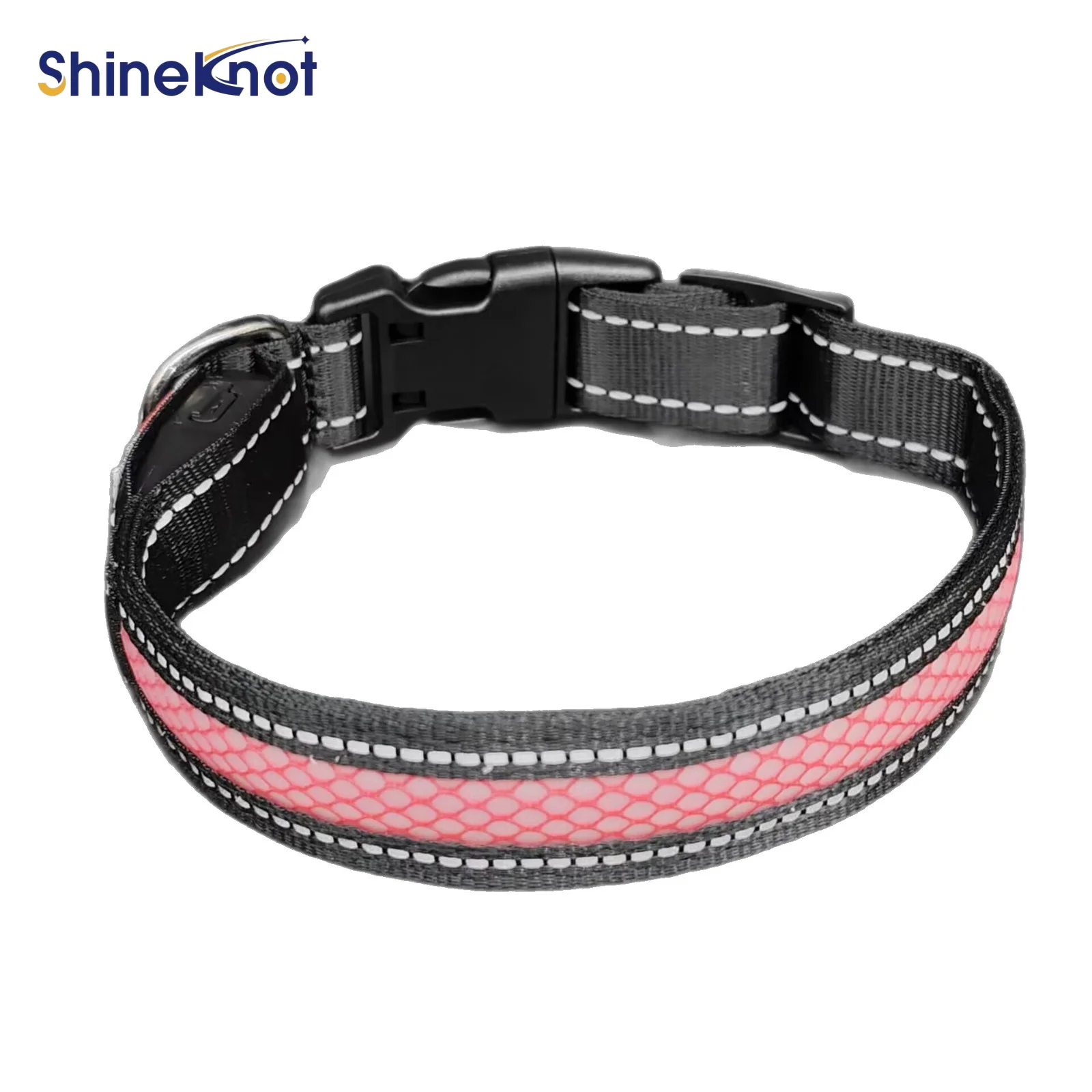 Фото Светящийся ошейник для собак SHINEKNOT с LED-подсветкой, из сетчатого материала EVA, высокой яркости, светоотражающий, с зарядкой Type-C, защита от потери, водонепроницаемый. №5