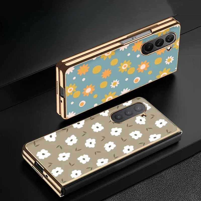 Роскошный чехол с цветочным узором в стиле кантри для Samsung Galaxy Z Fold 6 5 4 W24 23 Armor Flip