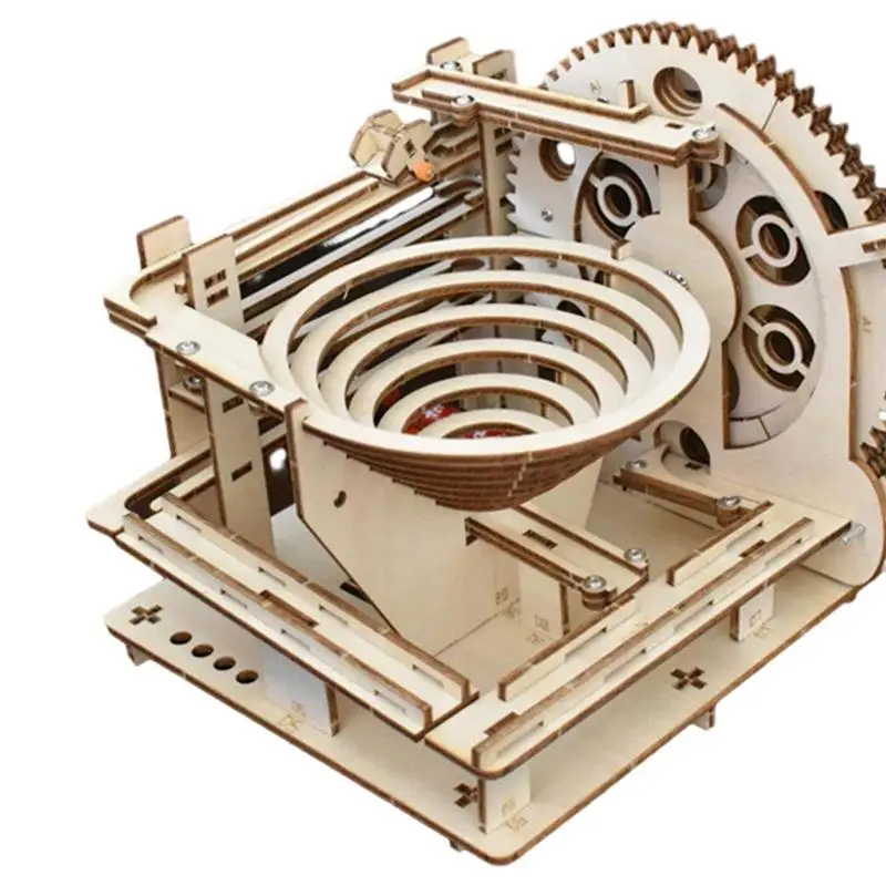 

3D Wooden Puzzles For Kids Block Toys Mechanical Gear Engineering Kit Science And Technology Wooden Electric Track Roller Ball
