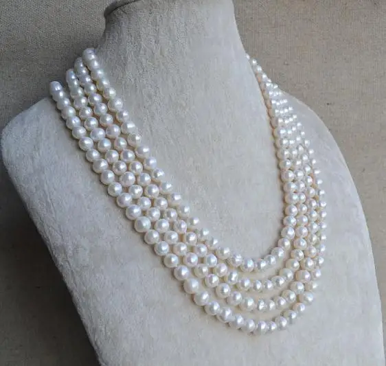 

Unique Design AA Real Pearl Jewelry,80 inches Long White Potato Genuine Pearl Necklace,Wedding Party Charming Lady Gift