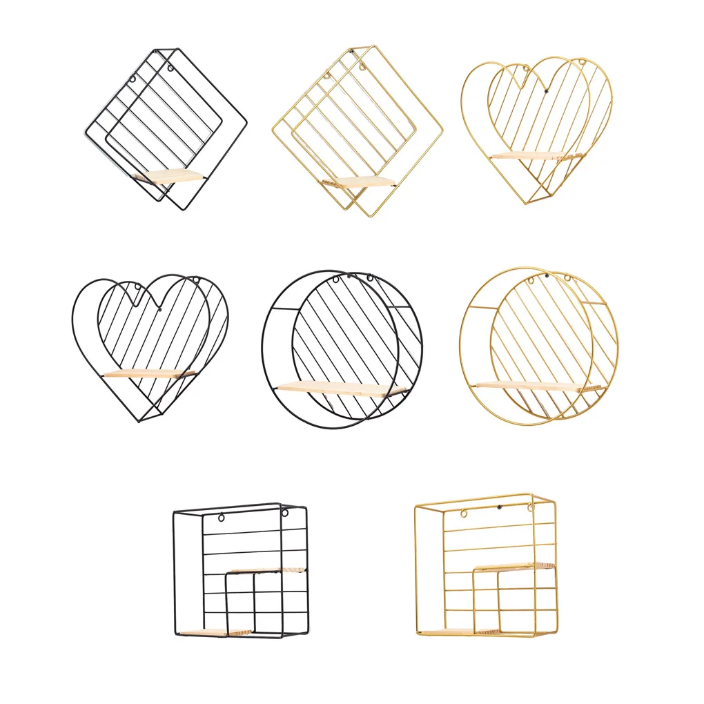 

Wall-mounted Shelf Geometric Decorative Replacement Solid Color Hallow Simple Style Household Bedroom Vase Storage Rack