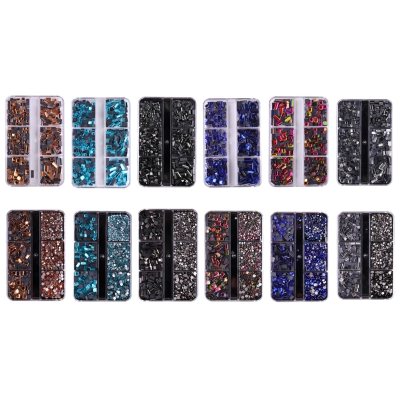 

Nail Art Rhinestones Beads Flatback Crystals Gems Multi-shapes Glass for Nail Art Makeup Face Decorative Crafts Supply K3NE