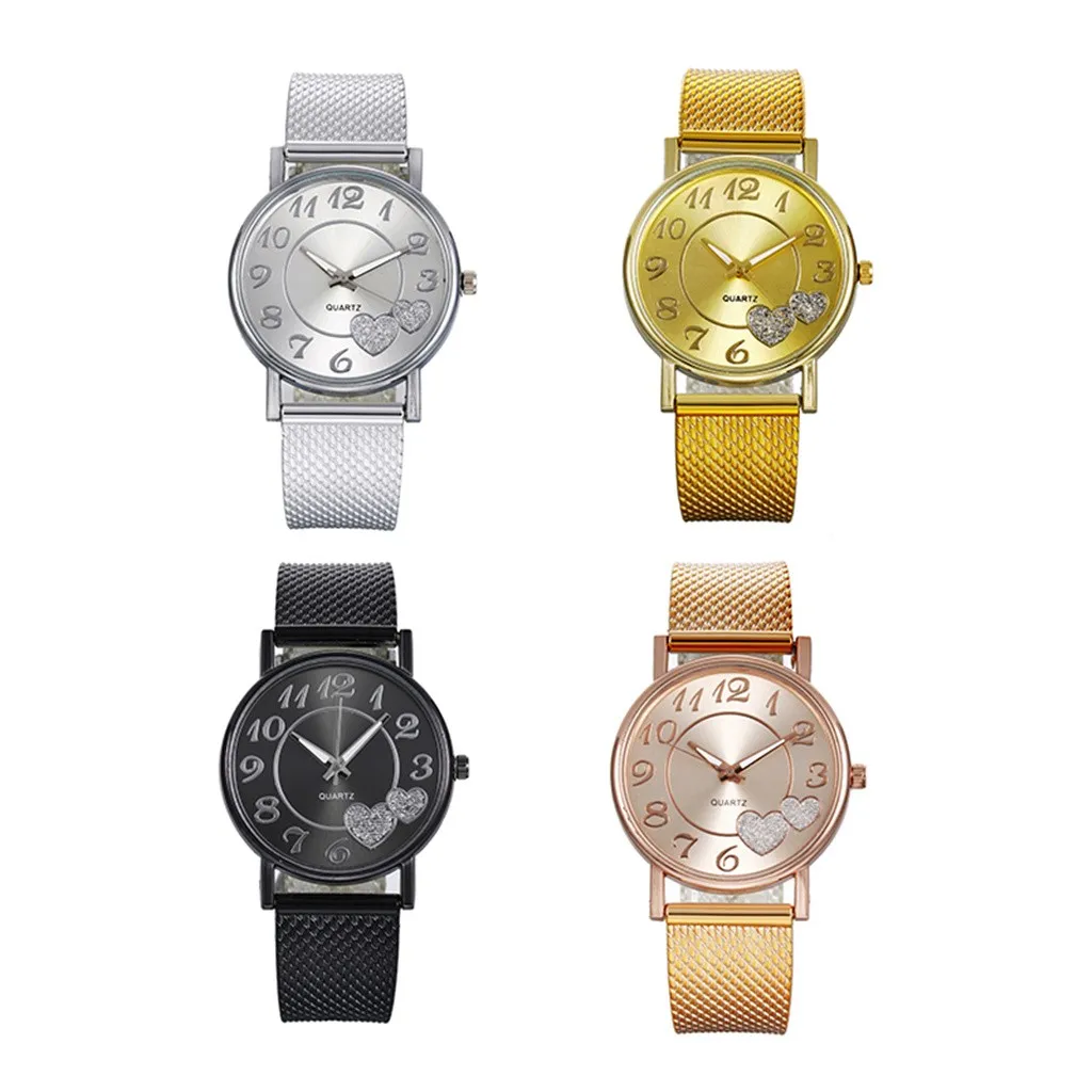 Часы наручные женские кварцевые с сетчатым браслетом из нержавеющей стали