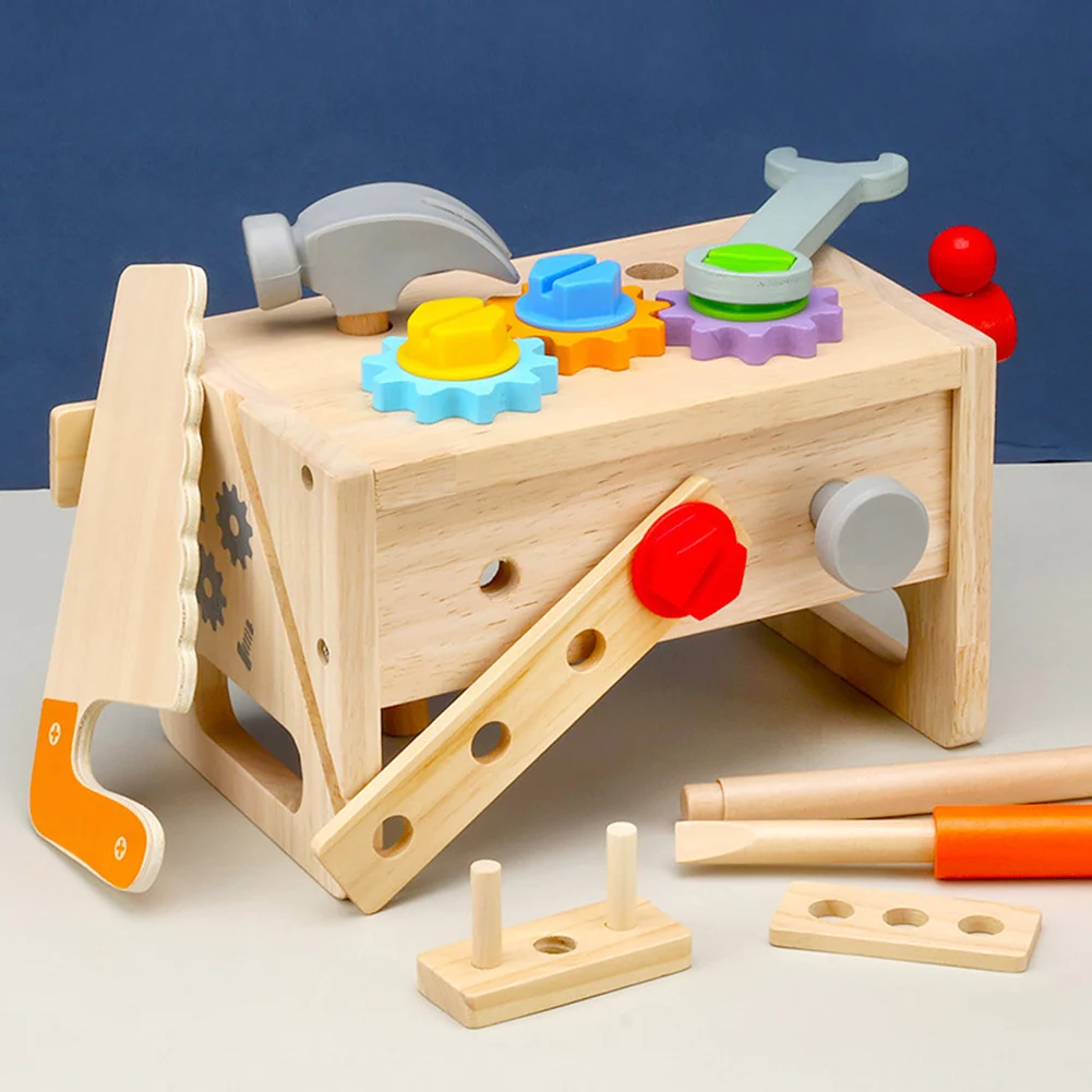 

Wooden Repair Toolbox Set Early Educational Montessori Simulation Tools Parent-child Interactive Screws Nuts Tools for 3-6Y Kids