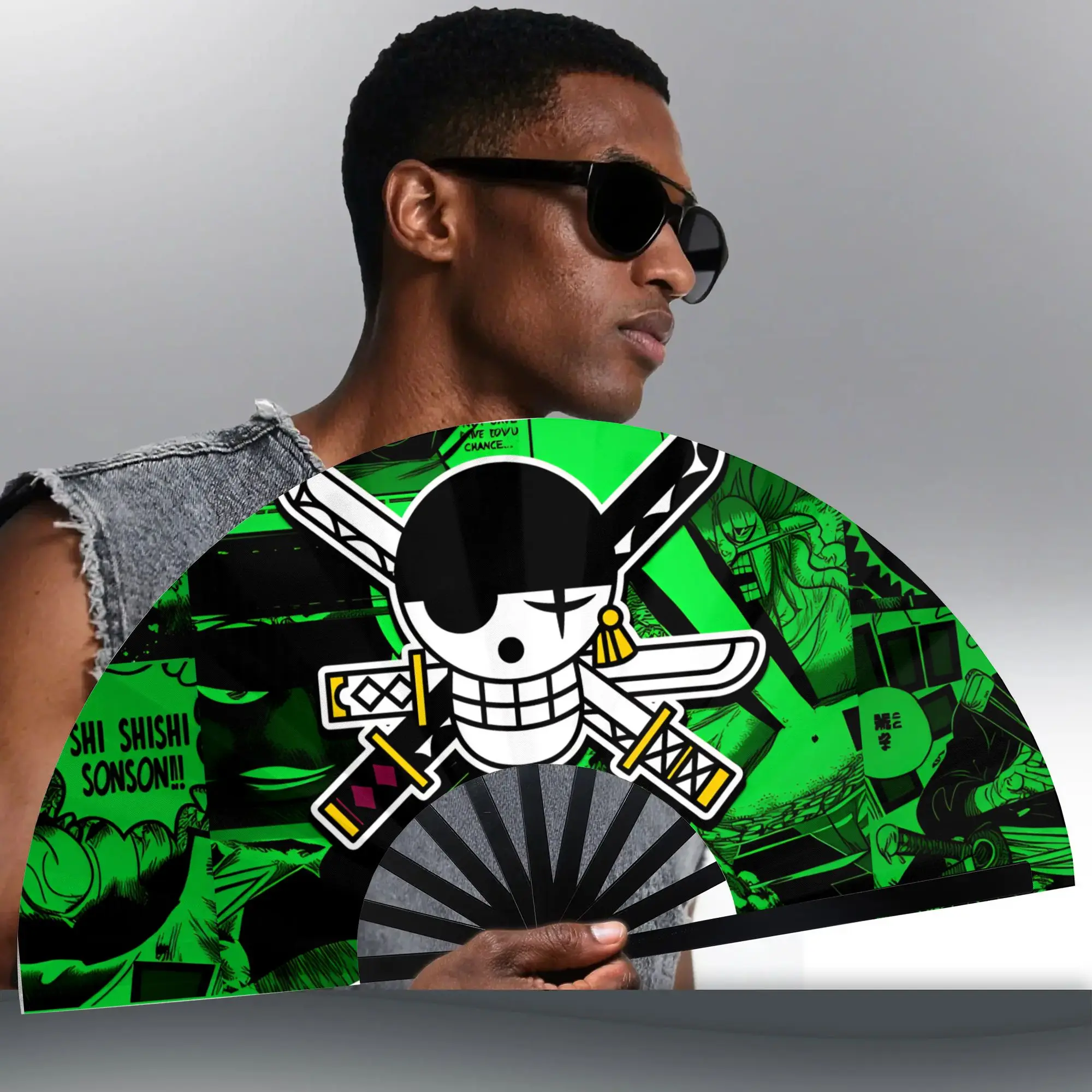 Складной веер Zoro O-One P-Piece: DIY-веер из полиэстера с мультяшным приключенческим комиксным принтом – крутой летний аксессуар, декоративный веер (art.: 3920dbd8789f7) - 3920dbd8789f7