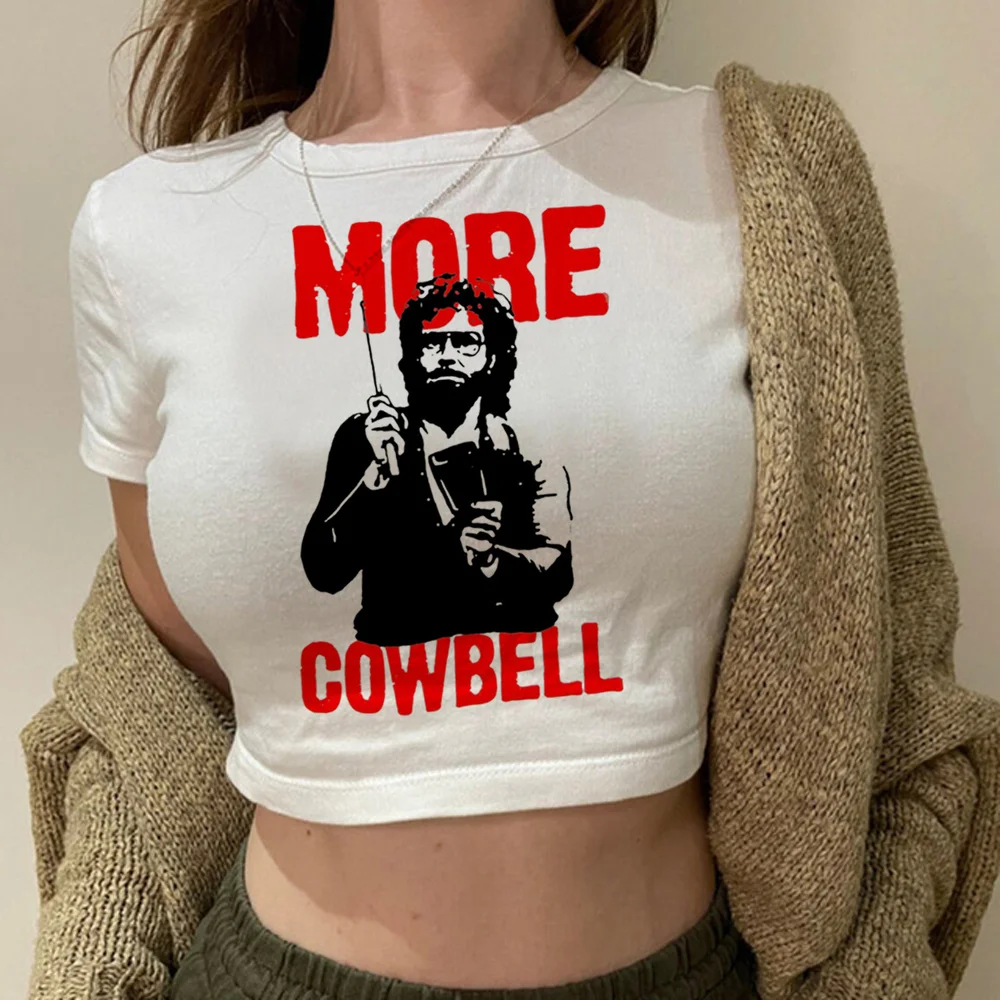 

More Cowbell graphic vintage aesthetic crop top Female cyber y2k yk2 cute tee