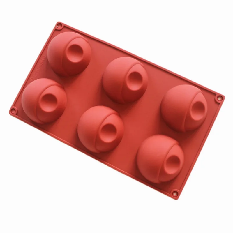 

6 Grids Cake Mold Kitchen Brick Red Baking Pan Flexible Cookie Chocolate Pudding Ice Cream Silicone Mold Home Bakeware