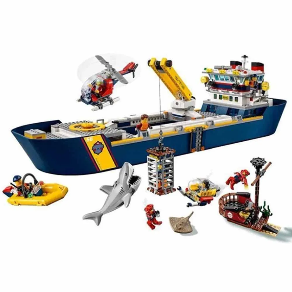 

745Pcs Ocean Exploration Ship Steamer Boat Ship Building Blocks Toys Model Bricks Birthday Gifts for Children Friend 60266 Same