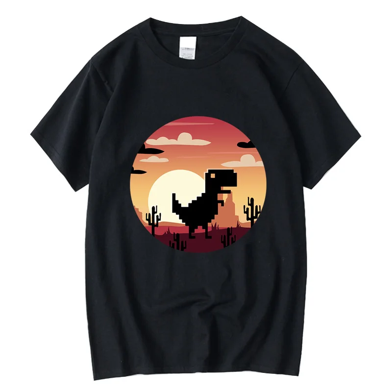 

XINYI Men's T-shirt 100% cotton funny game dinosaur Print graphic t shirts cool t shirt for men short sleeve t-shirt male tees