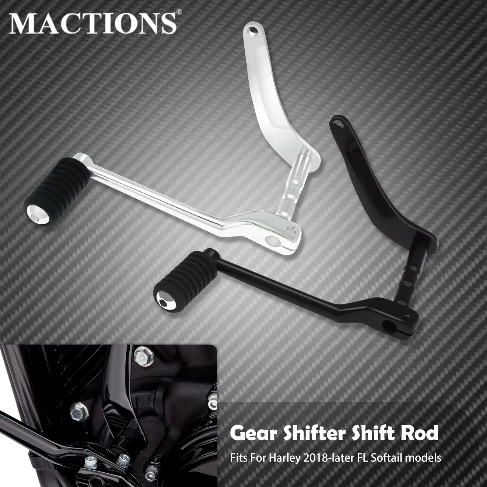 

Motorcycle Gear Shifter Shift Rod Lever Arm Black/Chrome For Harley Softail FLSL Fat Bob Slim Deluxe 2018-2020 2021 2022 2023