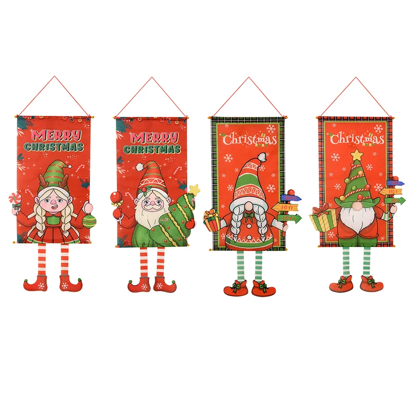 

1pcs Christmas Merry Cartoon Fabric Hanging Decoration Long Leg Santa Claus 2023 Navidad National Noel Gift DIY Home Decoration