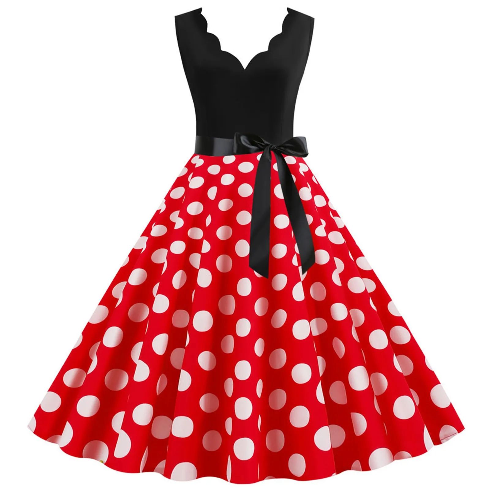 

Womens Retro Summer Dresses 2023 Robe Vintage Pinup 50s 60s Rockabilly Sexy V-Neck Polka Dot Print Party Dress Vestidos