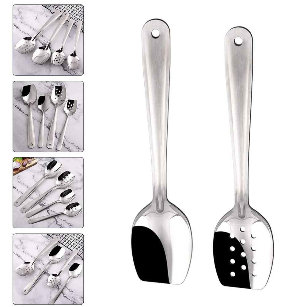 

Spoon Slotted Spoons Serving Kitchen Cooking Strainer Colander Stainless Metal Ladle Buffet Utensils Steel Mixing Basting
