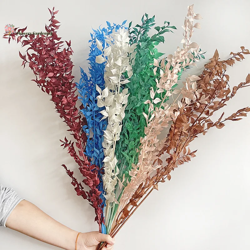 

65g Dried Flowers Ruscus Eucalyptus Leaves Bouquet Autumn Decoration Accessories Artificial Flowers Christma Wedding DIY Decor