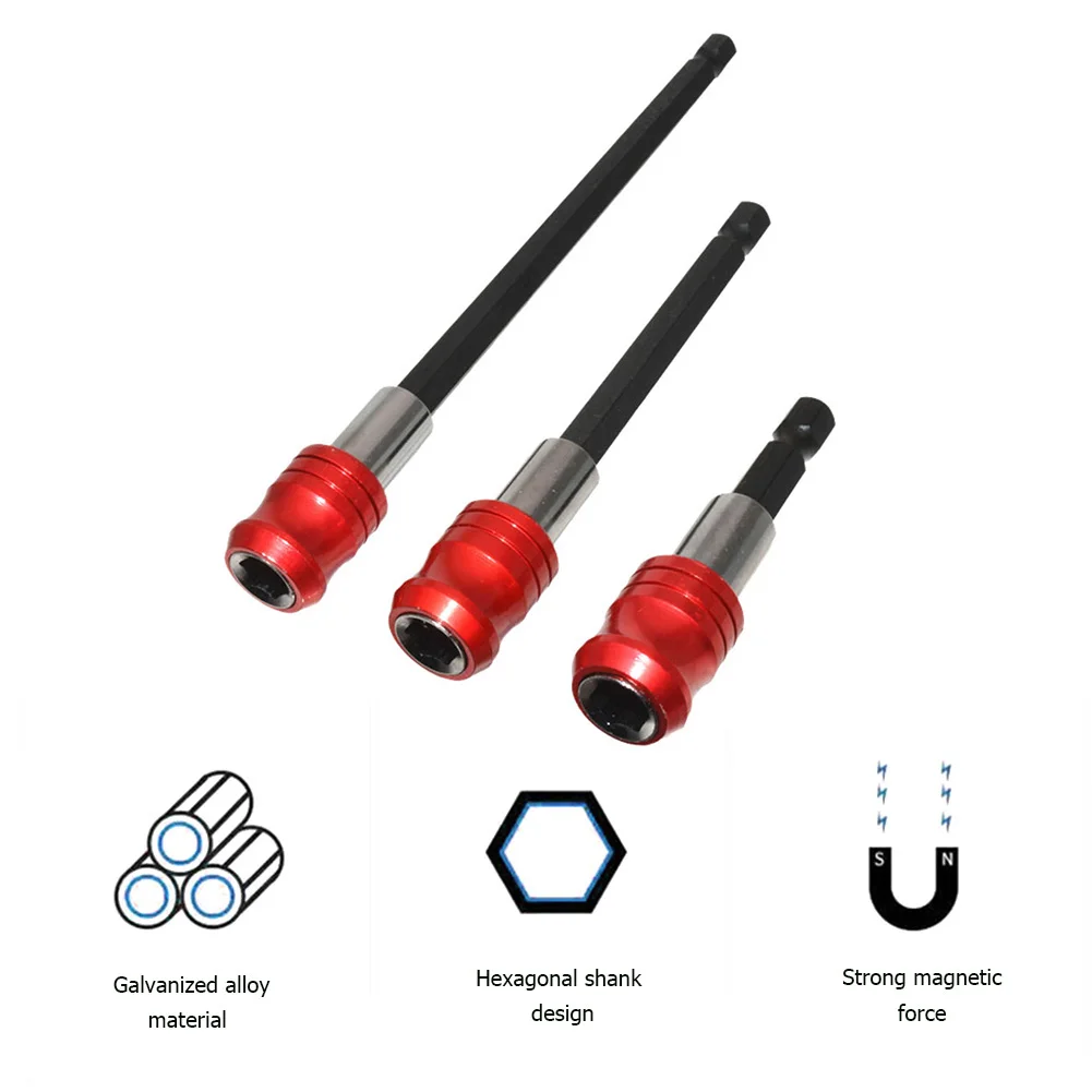 

3Pcs/set 60/100/150mm Batch Head Rod 1/4 inch Hex Shank Quick Release Self-locking Screwdriver Magnetic Drill Bit Extension Rods