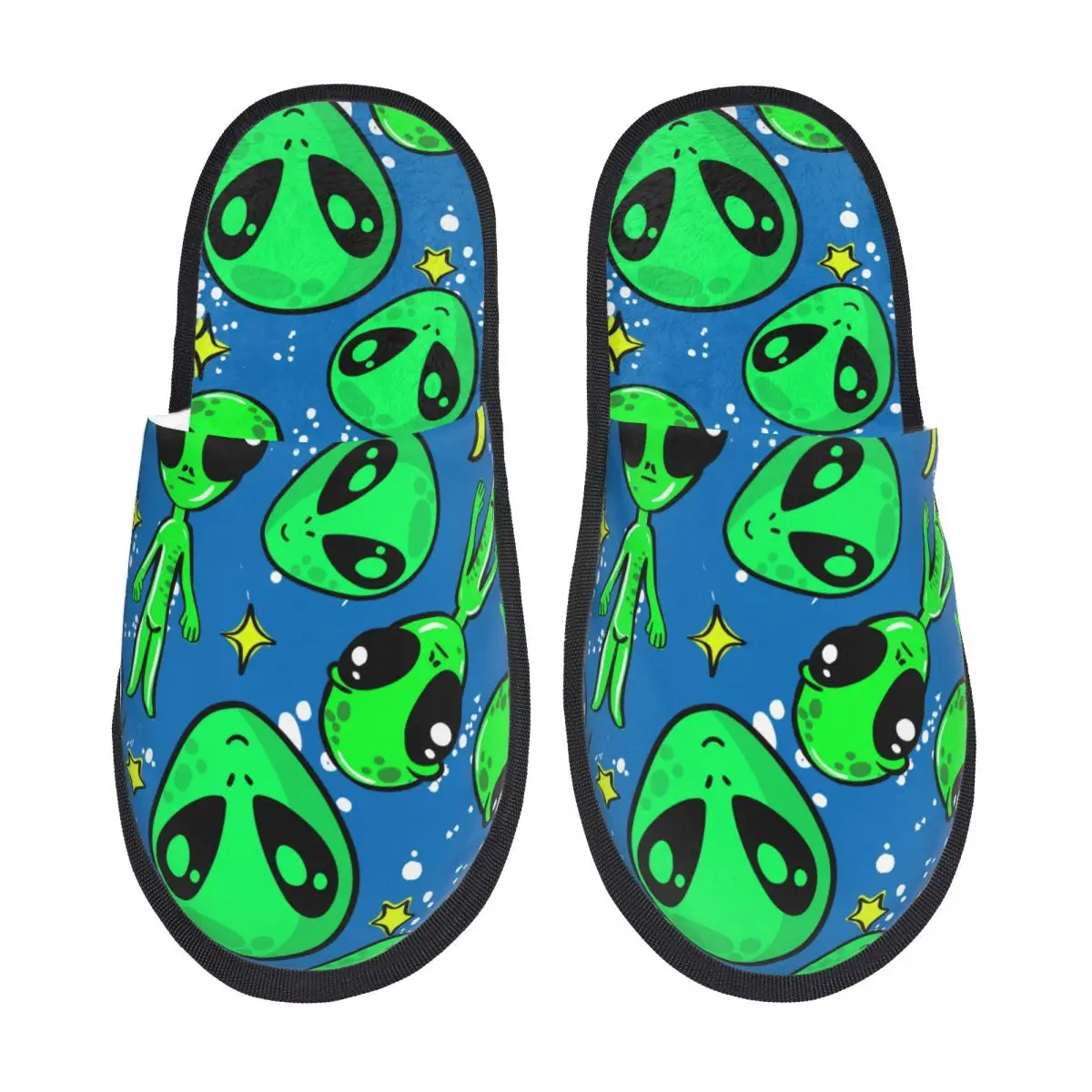 

Пушистые тапочки инопланетянин космический узор открытый носок плюшевая пена скользящая фотообувь