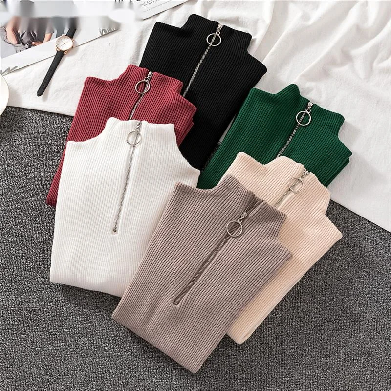 

Sexy Turtleneck Sweater Women 2022 Autumn Winter Clothes Sueter Mujer Zip Christmas Sweaters Pink Fashion Pullovers Ladies