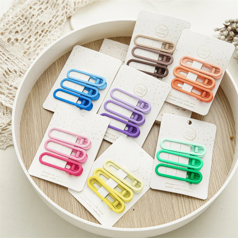 

3 Pcs/Set Women Girls Fashion Colors Hollow Geometry Ornament Hair Clips Lady Sweet Barrettes Hairpins Female Hair Accessories