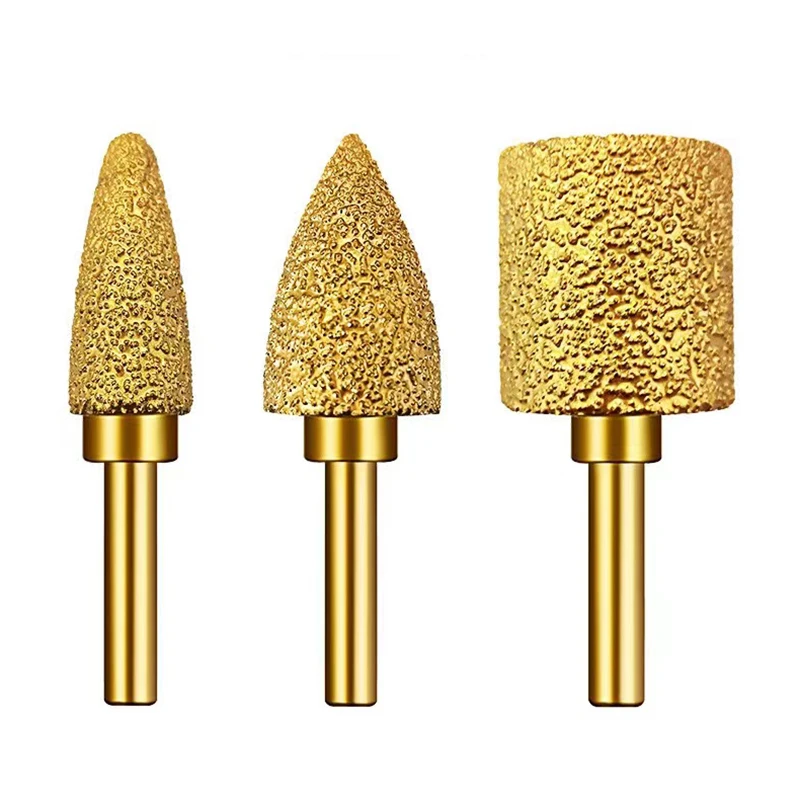 1Pc Diamond Grinding Head Abrasive Wheel Brazed Grinding Rod Cast Iron Stone Marble Grind Block 6mm Handle Polishing Diamond Bit