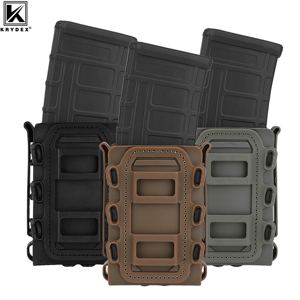 Чехол для магазина KRYDEX Tactical 5 56 7 62 Softshell M4 M16 AK Polymer Fast Mag Carrier MOLLE/PALS охотничье