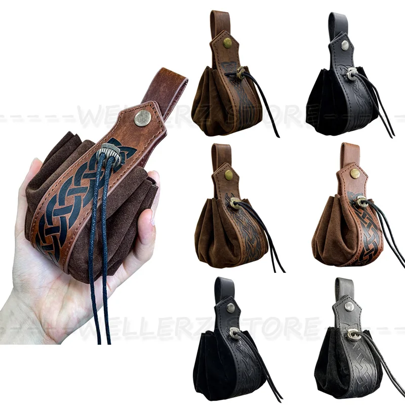 

Мини-сумки в средневековом стиле, кожаная сумочка на шнурке в стиле викингов и ретро, чехол для монет, рыцарь, пират, аксессуары для косплея, подарки A41