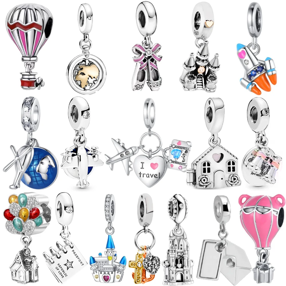 

925 Sterling Silver Travel Hiking Sport Charms Bead Fit Pandora Bracelet