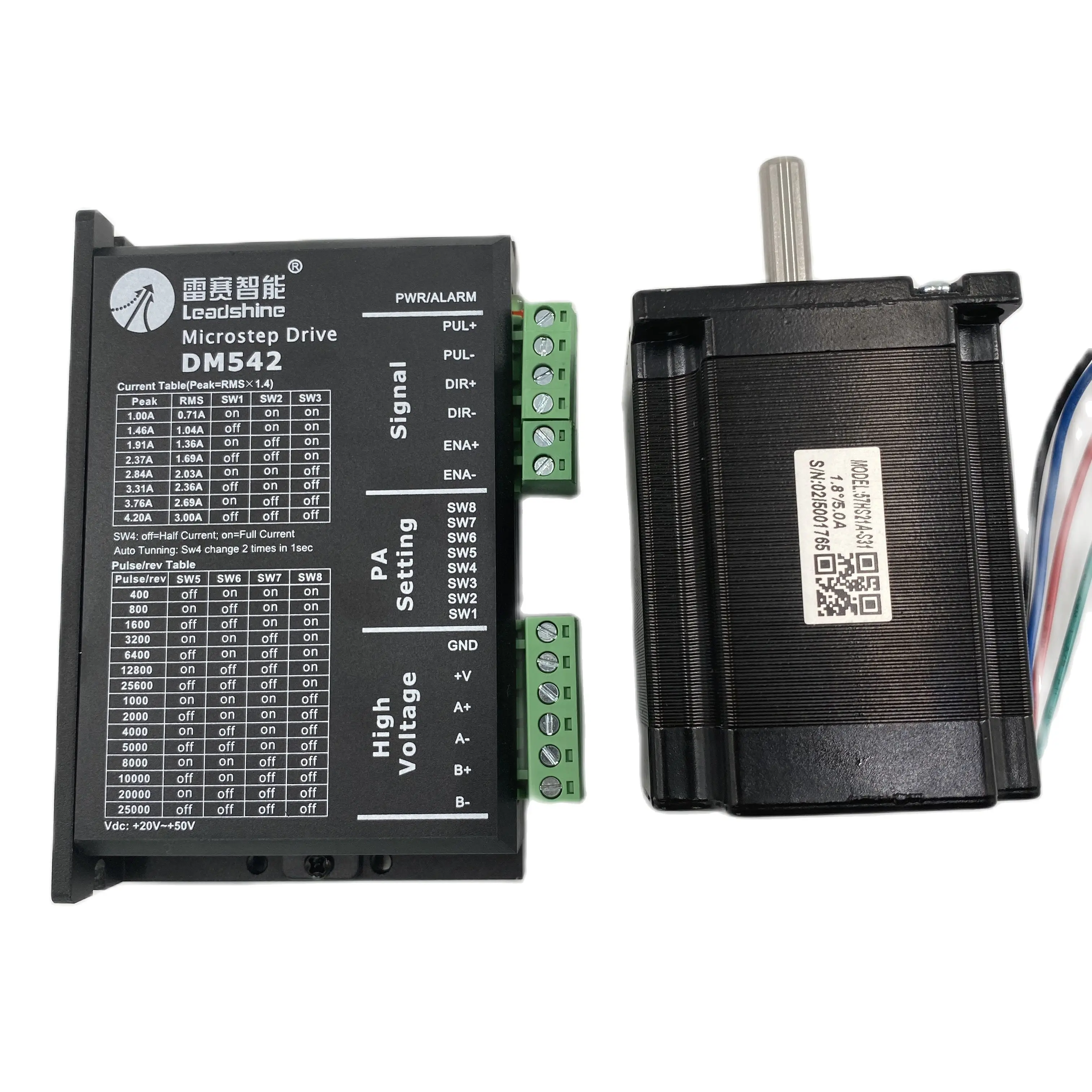 Двухфазный драйвер DM542 Leadshine, 20-50 В постоянного тока, 1,0-а, совместимый с шаговым двигателем 57HS21A-S31
