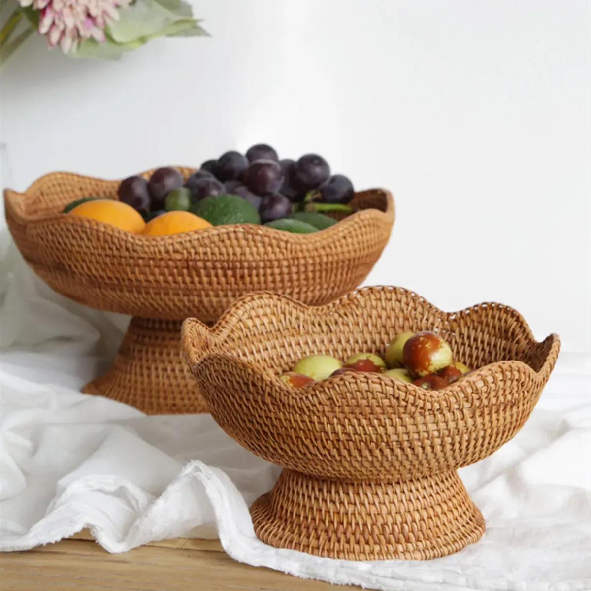 

for Basket Wicker Fruit Counter Organizing Rattan Natural Woven Bowls Kitchen Serving Baskets Decorative Baskets Bowls Storage