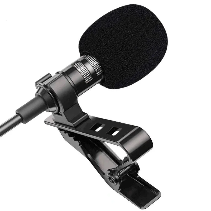 

New Mini Portable Lavalier Microphone Condenser Clip-on Lapel Mic Wired Mikrofo/Microfon For Phone For Laptop PC 1.5m