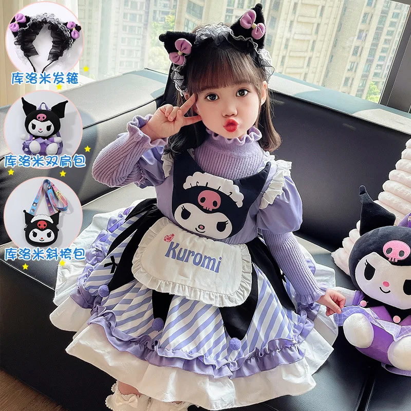 

Sanrioed Kids Girl Lolita Op Dress Anime Kuromi Melody Y2K Maid Outfit Cosplay Costume Princess Sweater Dress Halloween Gifts