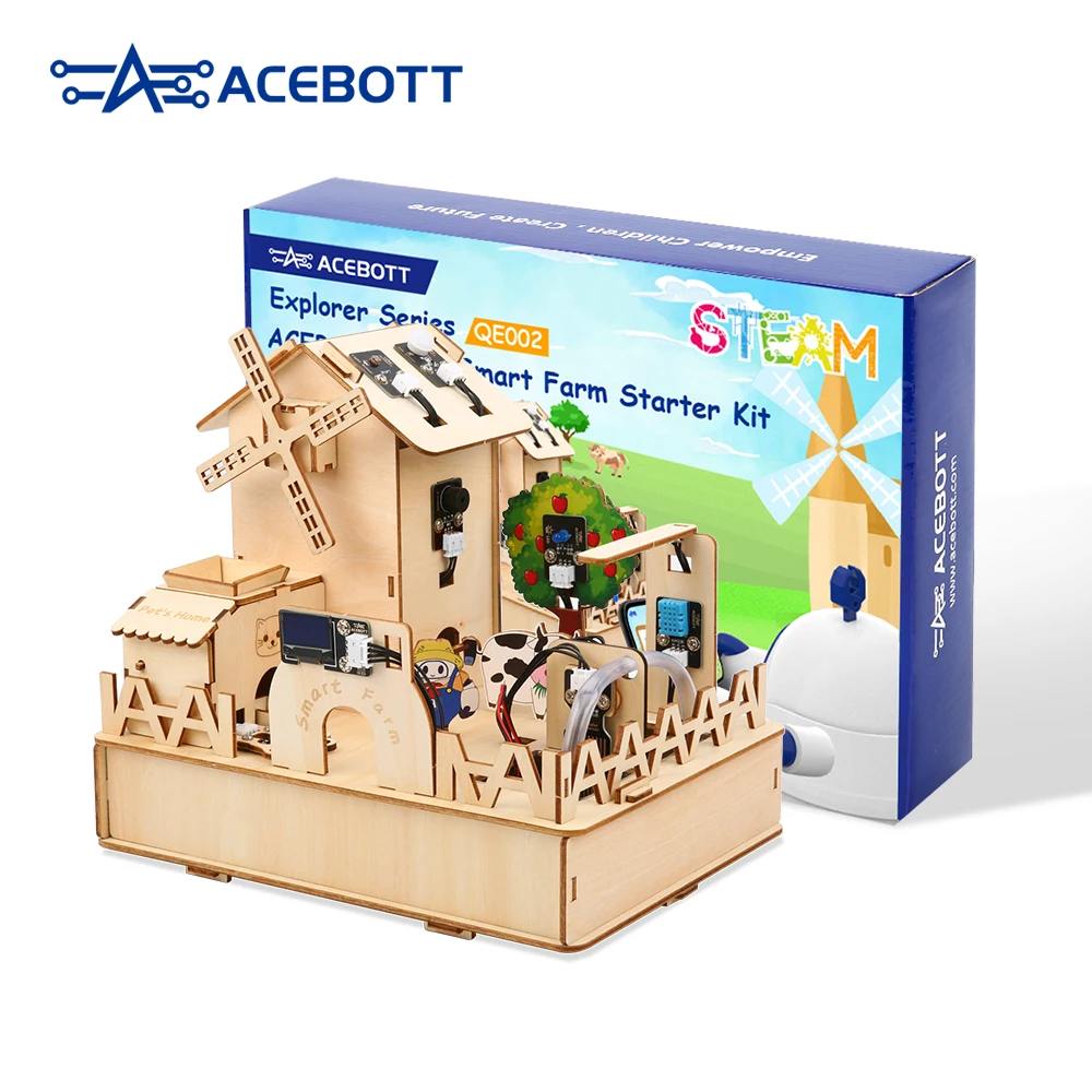 ACEBOTT ESP32 IOT проекты деревянный дом STEM умный стартовый комплект для фермы Arduino