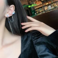 elegant ear clip long tassel earrings for women zircon ear cuff earring ear line crystal pendant chain earrings fashion jewelry