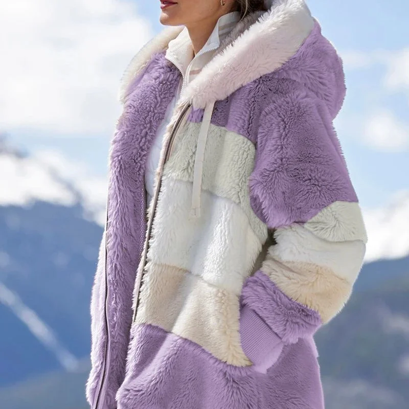 2021 New Autumn and Winter Clothing Casual Loose Hooded Women's Fashion Long-sleeved Loose Plush Multicolor Hooded Jacket Women