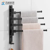 Hand Towel Bar Swivel Holder Wall Rotatable Movable Rack Black Aluminum Toilet Shower Hooks Storage Hanger Bathroom Accessories