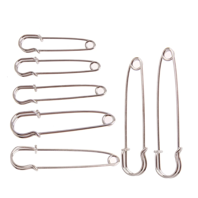 

10PC Silver Tone Large Strong Duty Safety Pins DIY Sewing Tools Stainless Steel