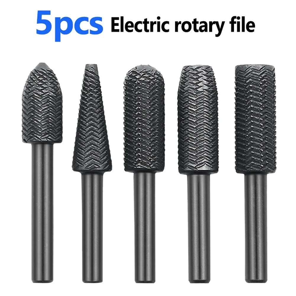 

5pcs Rotary Steel File Rasp 6mm Shank Wood Drill Bit Burrs Metal Grinding Grooved Sanding Engraving Milling Reaming Polish Tool