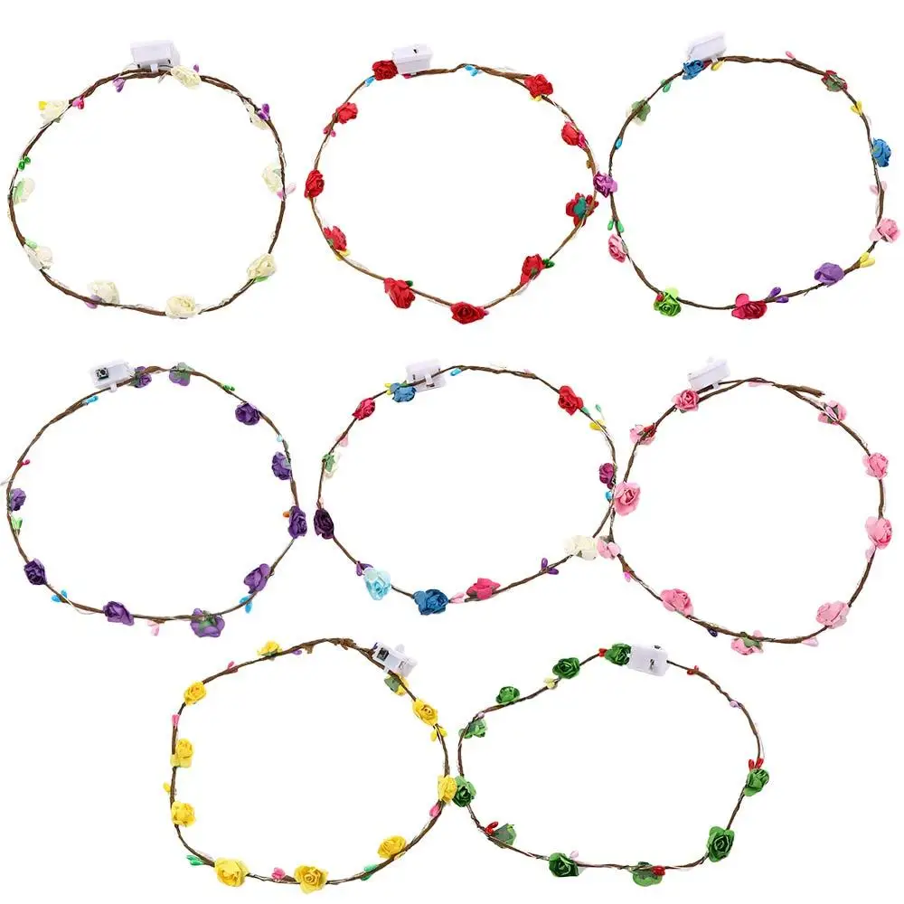 

Party Luminous LED Light Simulation Flower Hairband Wreath Headband Glowing Wreath Beach Headband Flower Crowns