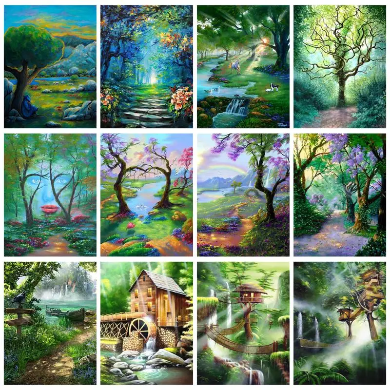 

CHENISTORY Modern Paint By Numbers Frame Dreamy Forest Diy Gift Art Supplies Home Decors Fantasy With Frame Adults Crafts