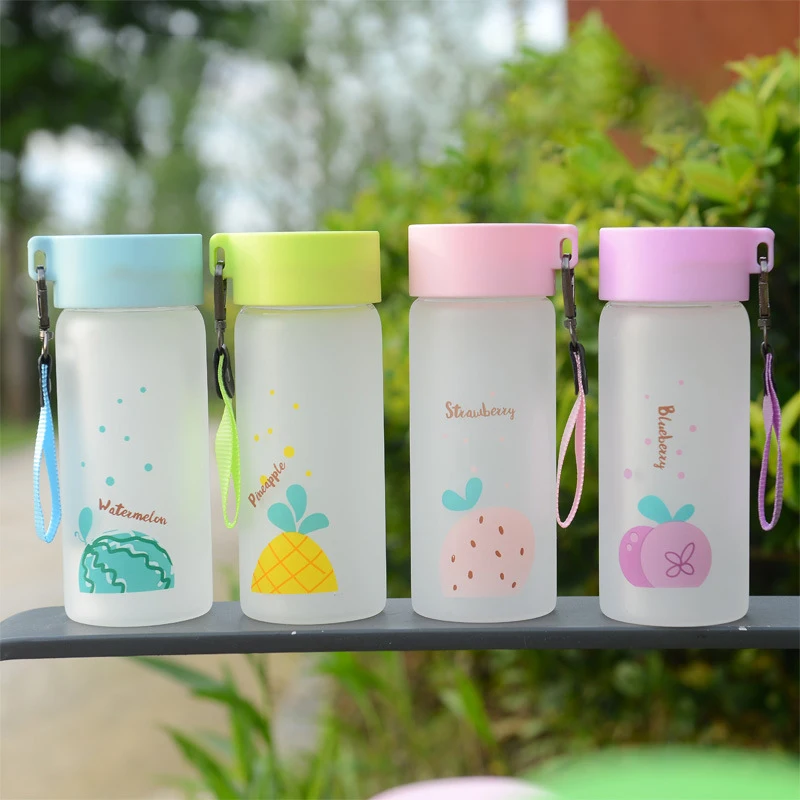 

400ml Cartoon Frosted Grass Water Bottle for Girls Kids Drinkware Leakproof Portable Cup Travel Running Camping Dropshipping