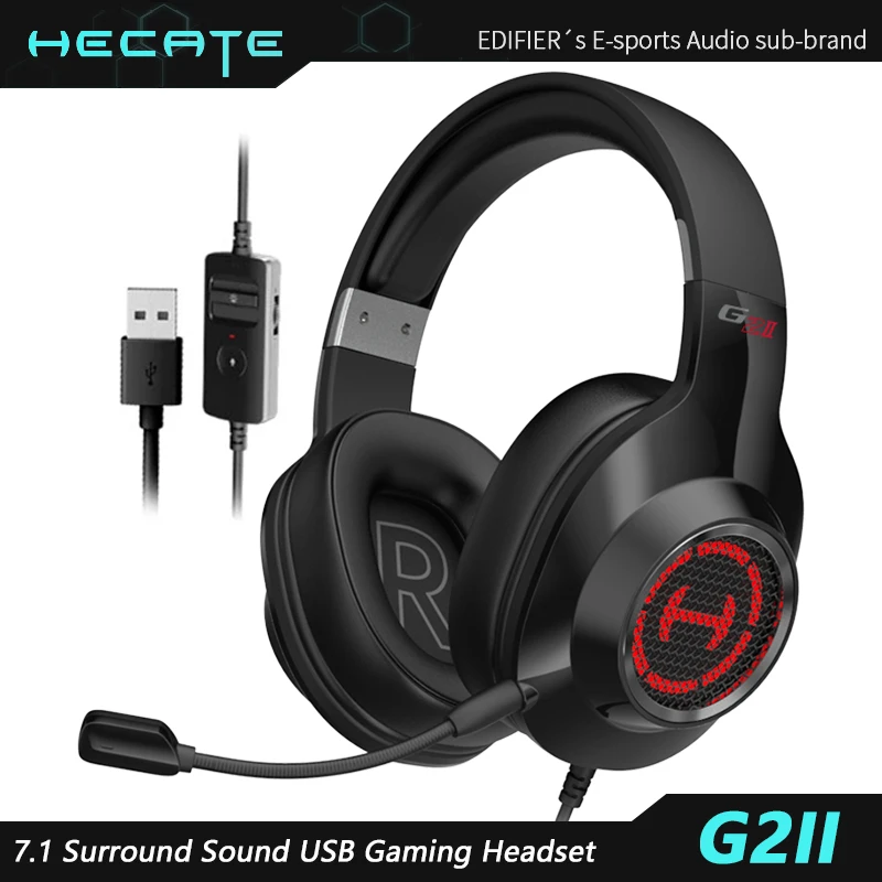 

Игровые наушники EDIFIER HECATE G2II, 7,1 объемный звук, RGB подсветка, геймерская гарнитура с шумоподавлением, наушники с микрофоном для ПК/PS4