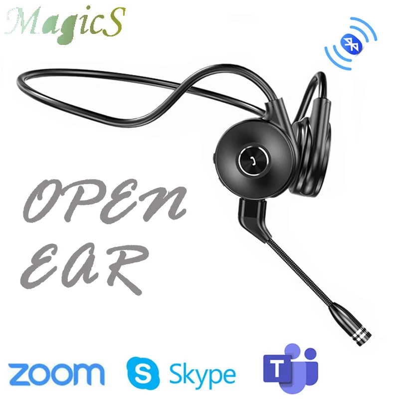 

Bone Conduction Earphone Wireless Headphones Bluetooth 5.0 Noise Cancellation Stereo Dual Microphones For Conference Sports