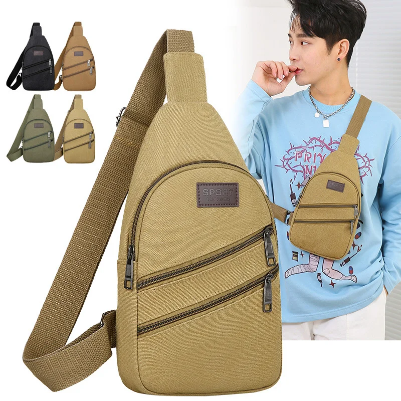 

Новая модная Простая мужская сумка через плечо для отдыха, путешествий, сумка на плечо, Мужская холщовая легкая нагрудная сумка, плоская сумка 2023