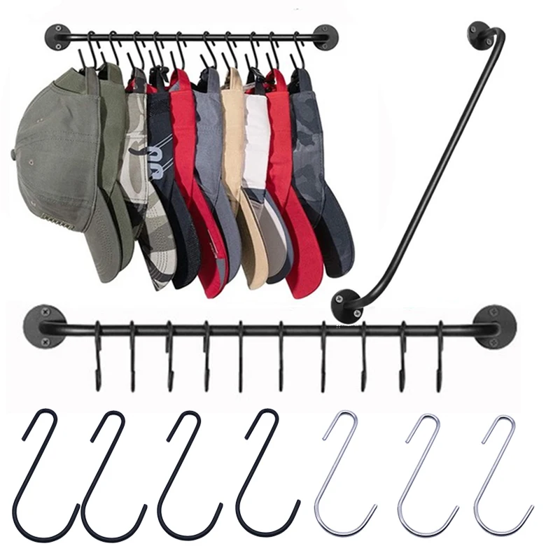

Metal Hat Rack with 10 Hooks Wall Mounted Hanger for Entryway Closet Baseball Cap Display Organizer Home Storage Holder