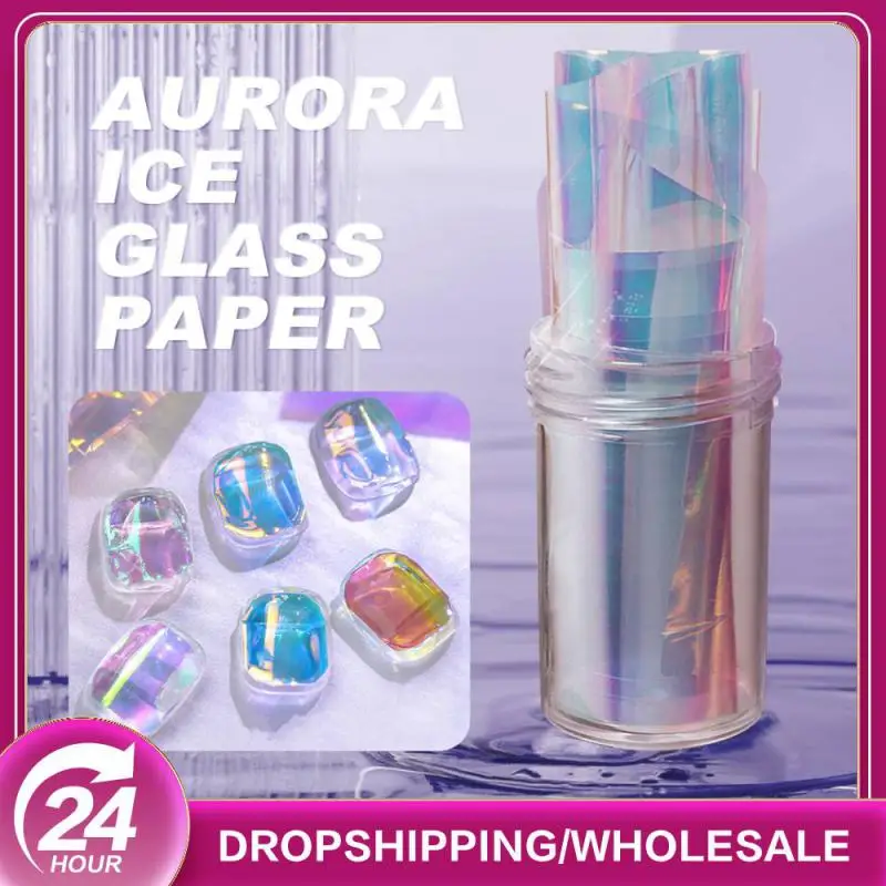 5 цветов, наклейка для ногтей, Аврора, стеклянная бумага, фотопленка ...