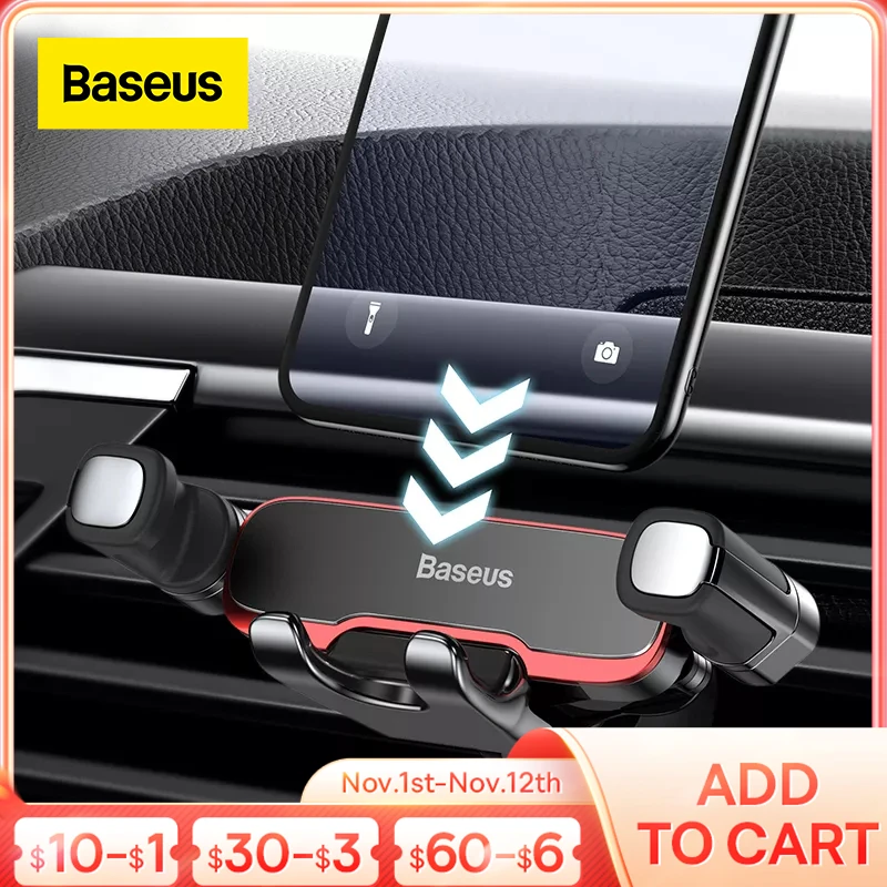 

Baseus Gravity Car Phone Holder Universal Car Air Vent Mount Metal Cell Phone Stand Holder For 4.7-6.5 Inch Mobile Phone Support
