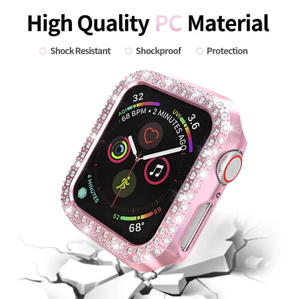 For Apple Watch 7 Series 6 SE 5 4 3 Case Women Diamond Style Cover for Iwatch 41mm 45mm 40mm 44mm 38mm 42mm Bumper Hard Shell