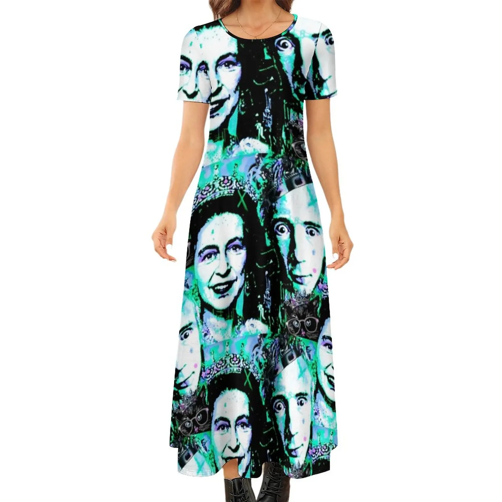 

The Queen Dress Pop Art Print Streetwear Bohemia Long Dresses Ladies Elegant Maxi Dress Big Size 6XL 7XL