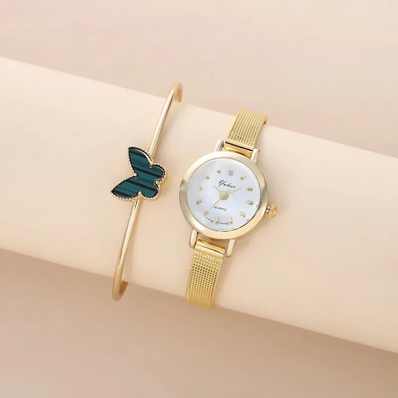 5pcs Fashion High End Creative Blue Green Butterfly Women's Watch Set Commemorative Gift Gifts Perfect Choice Luxury Brand