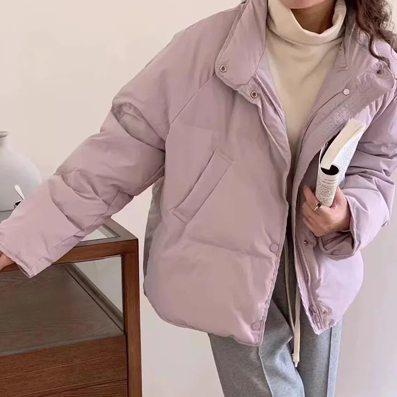 Женская короткая пуховая куртка Корейская свободная парка модная повседневная